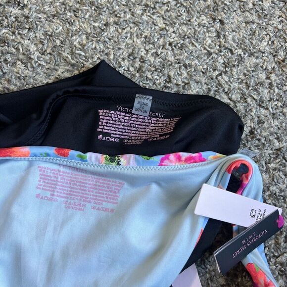 Victorias Secret Swim Bikini Bottoms Lot Of 2 Size Large Black Floral Cheeky New - Picture 4 of 5